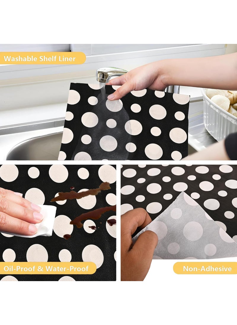 Kuber Industries Kuber Industries 5 Meters Waterproof & Durable Kitchen Mats for Shelf Liner Roll | Wipeable Fridge Sheets for Shelves Cabinet Drawer | Polka Dots Grey - Black  - Image 5