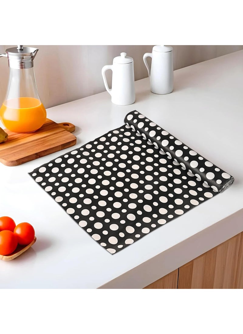 Kuber Industries Kuber Industries 5 Meters Waterproof & Durable Kitchen Mats for Shelf Liner Roll | Wipeable Fridge Sheets for Shelves Cabinet Drawer | Polka Dots Grey - Black  - Image 1