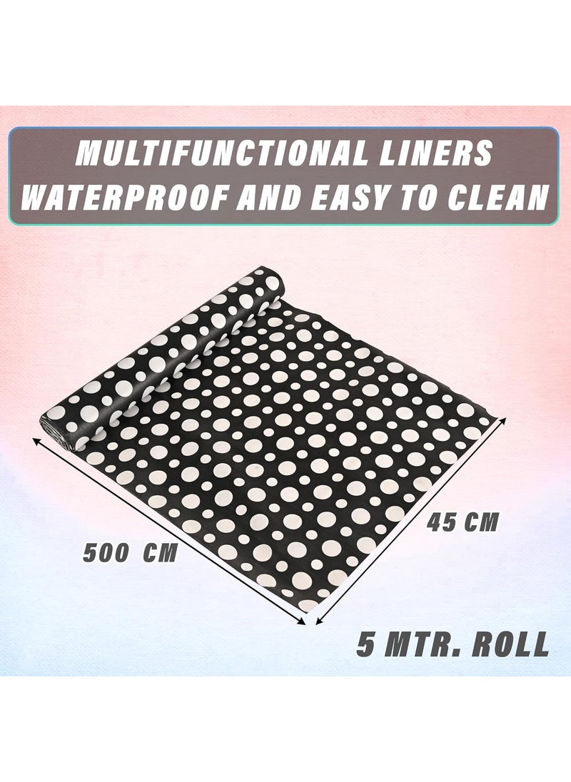 Kuber Industries Kuber Industries 5 Meters Waterproof & Durable Kitchen Mats for Shelf Liner Roll | Wipeable Fridge Sheets for Shelves Cabinet Drawer | Polka Dots Grey - Black  - Image 3