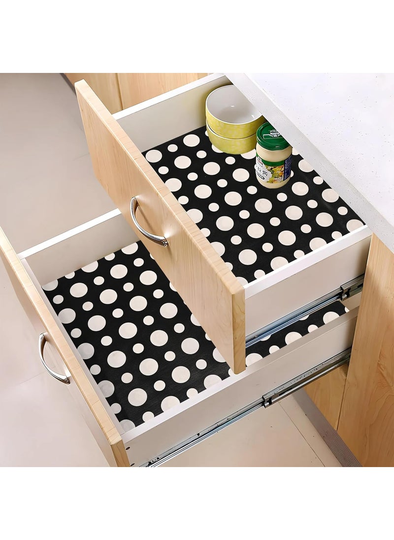 Kuber Industries Kuber Industries 5 Meters Waterproof & Durable Kitchen Mats for Shelf Liner Roll | Wipeable Fridge Sheets for Shelves Cabinet Drawer | Polka Dots Grey - Black  - Image 2