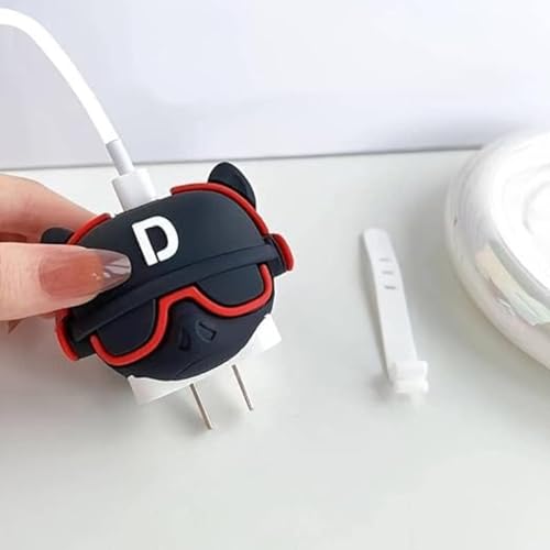 SKYCELL Charger Case Cover with Full Cable Protector 3D Cute Pattern Compatible for iPhone Charger Only 18W & 20W iPhone 16,iPhone 13,iPhone 15,iPhone 14 (Bull Dog Black) - Image 3