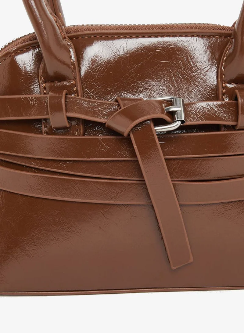 Styli  Styli Women Brown Belted Handbag with Buckle Detail for Women | Best Price UAE