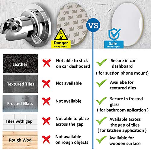 Randconcept - 80mm Adhesive disc for Suction Cups with adhesive - for Suction Shower Holder, Suction Mirror, Suction Hook, Car Dashboard, Bathroom & Kitchen, 3.15" Wide Diameter 2 Pcs (White) - Image 5