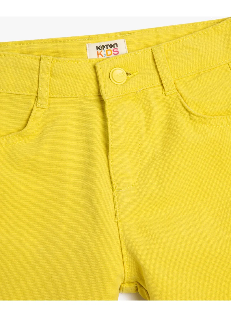 KOTON Chino Shorts with Adjustable Elastic Waist Pocket Cotton