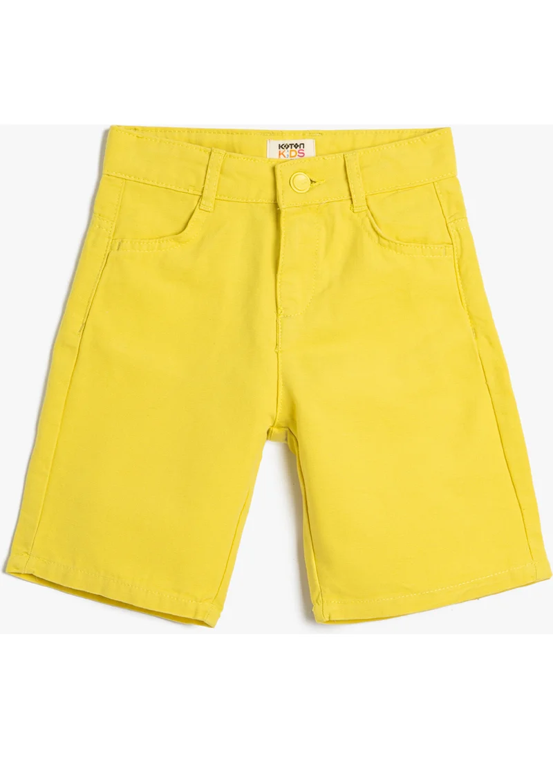 كوتون Chino Shorts with Adjustable Elastic Waist Pocket Cotton