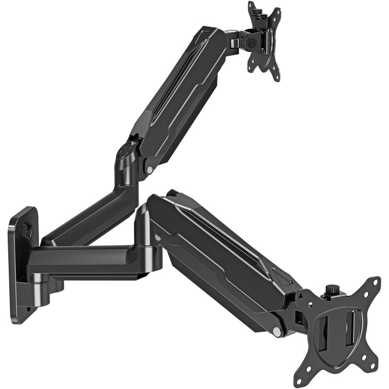 MOUNT PRO Dual Monitor Wall Mount for 13 to 32 Inch Computer Screens, Gas Spring Wall Monitor Arm for 2 Monitors, Each Holds Up to 19.8lbs, Full Motion Wall Monitor Mount with VESA 75x75/100x100 - Image 1