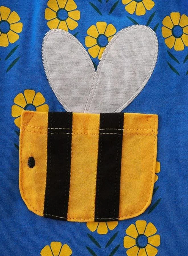 يونيكي Blue A-Line Crew Neck Printed Dress