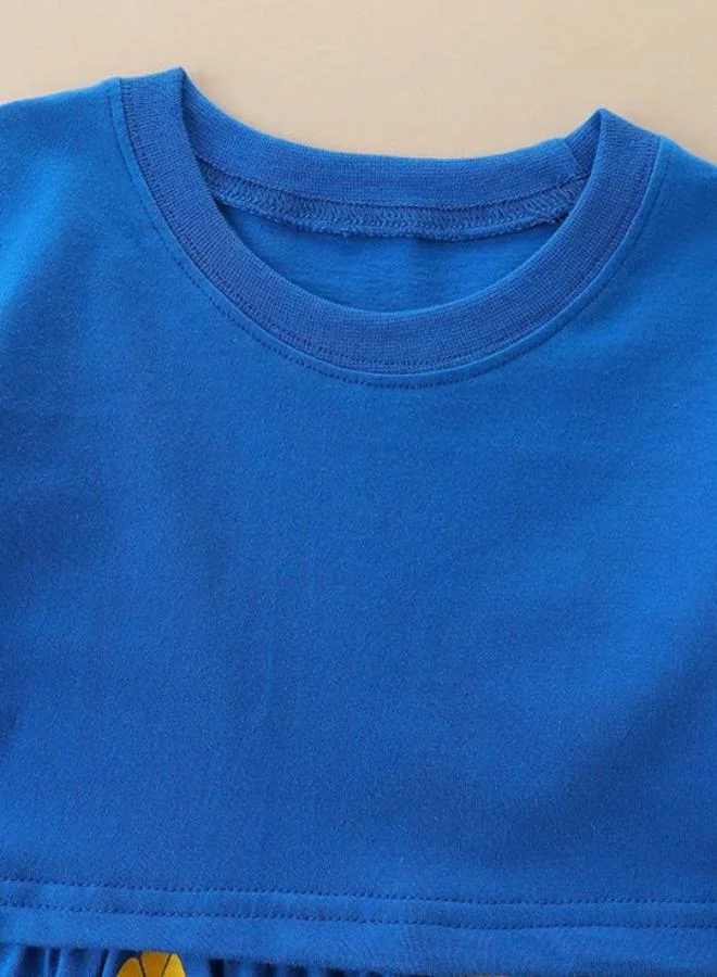 يونيكي Blue A-Line Crew Neck Printed Dress