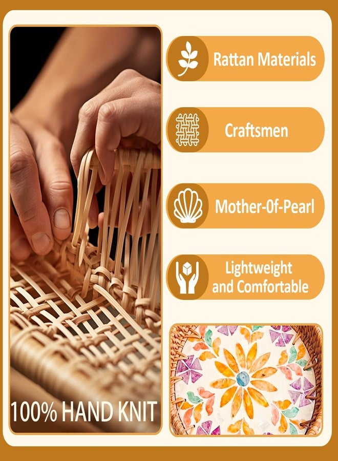 Joyeee 3 Pack Round Woven Tray, Large Medium Small Stackable Rattan Bread Baskets Trays Set for Decor, Keys Wallet Cell Phone Organizer, Tabletop Serving Food Holder Decorative Table Storage - Image 3