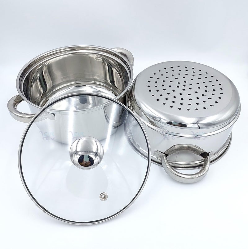 EVK® Stainless Steel 2 Tier Steamer Set With Lid, Pasta Steamer, Idli Maker, Momo Steamer, Rice Steamer, Seafood, Dumplings, etc 4.5 Liter- Dia- 20 Cm Silver - Image 4