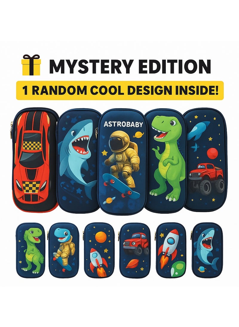 cocobee Mystery Pencil Case for Boys – 1 Random Cool Design – Sturdy EVA Build with Internal Mesh Pocket & Zipper Closure – Multicolor - Image 1