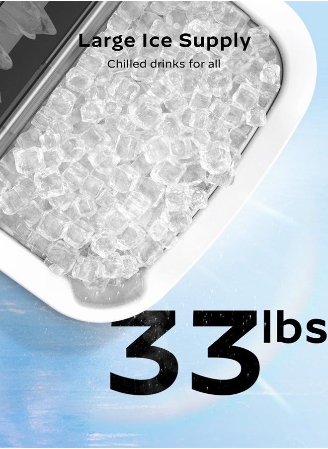 Silonn Nugget Ice Maker Countertop - Pebble Ice Maker Machine with Self-Cleaning Function, 33lbs/24H, Ice Makers for Home Kitchen Office, Stainless Steel  - Image 4