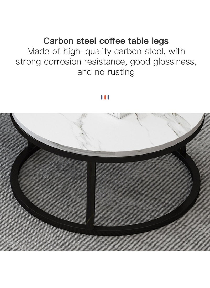 Sharpdo لوحة صخرية لغرفة المعيشة طاولة شاي قابلة للسحب طاولة شاي دائرية 70*70*45 و50*50*40 سم - Image 3