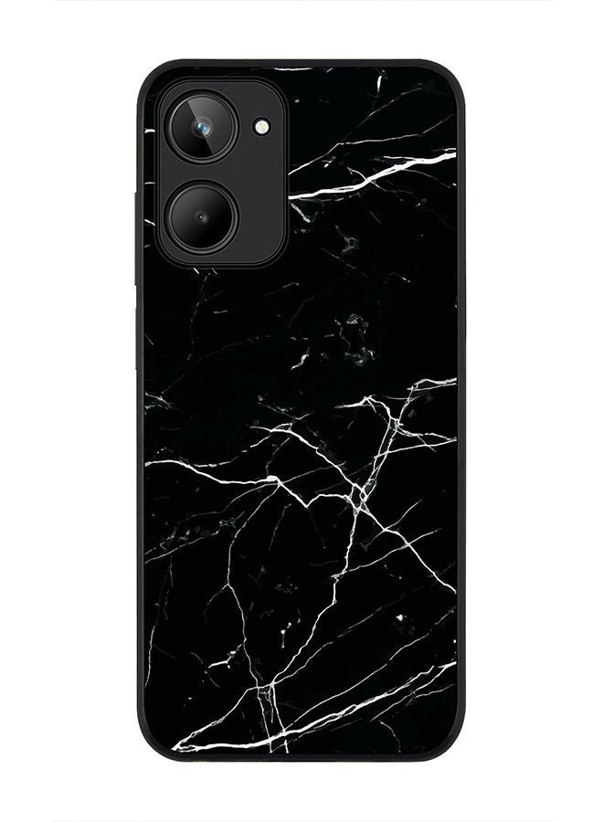 Stylizedd Rugged Black edge case for Realme 10 4G Slim fit Soft Case Flexible Rubber Edges Anti Drop TPU Gel Thin Cover -  Marble Print Black - Image 1