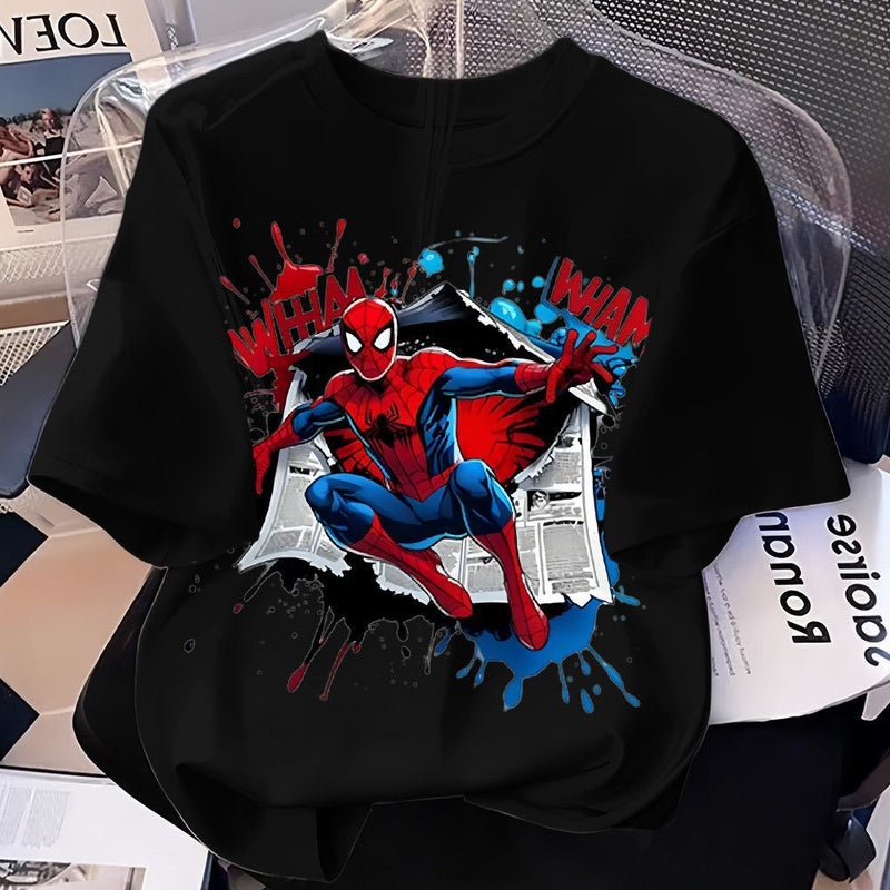 Summer Spider-Man Cartoon Printed Cotton Crew Neck Short Sleeve T-Shirt for Kids - Image 2