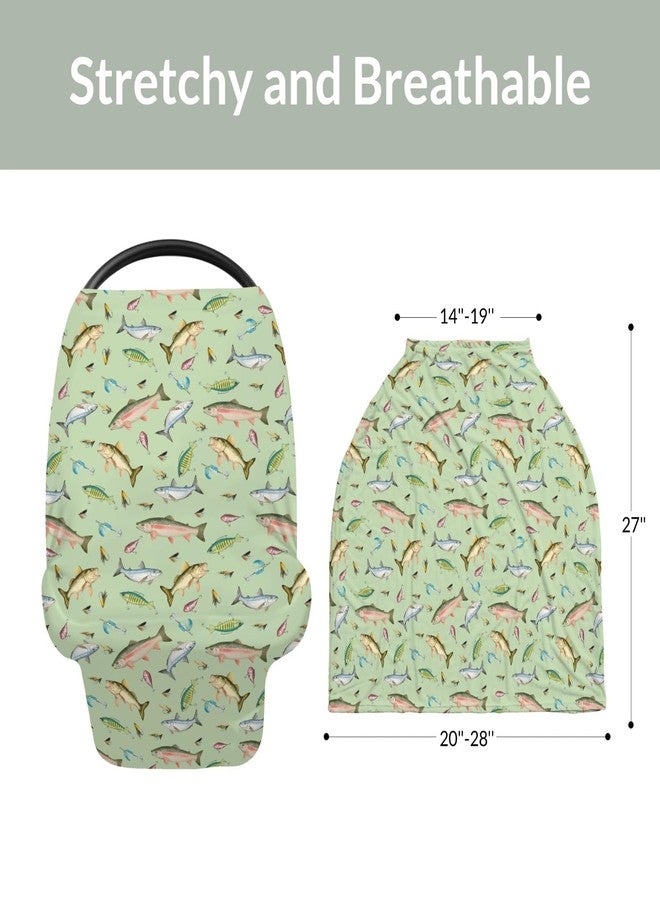 ZoUbqchY Fishing Baby Car Seat Covers Freshwater Fishes Lures Stretchy 5-in-1 Cover Adjustable Infant Carseat Canopy Cover Lake Outdoors Fishing Lovers Gift Breathable Nursing Cover-Up - Image 5