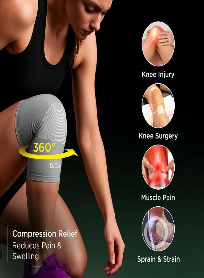 Dr Trust USA 4501 Knee Cap Support for Joint Pain Relief During Sports, Gym, Running, Exercise, Cycling, Workout|Anti-Sweat Compression Knee Brace for Men and Women - Medium (1 Pair) - Image 2