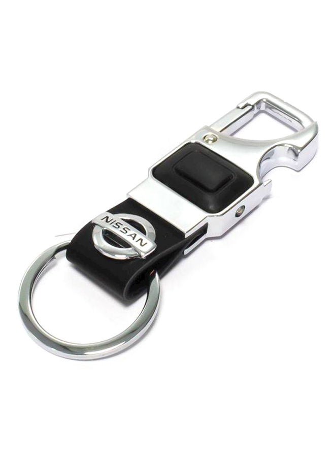 NIBEMINENT Auto Car Keychain Black Leather With Carabiner Metal Hook Lock , Nissan