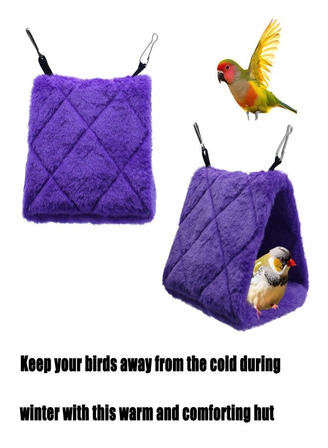 Yinprwi Warm Bird Nest House Shed Hut Parrot Sleeping Bed Hanging Hammock Snuggle Cave Birds Hut Hideaway Tent for Pet Parrot Macaw Budgies Cockatiels Cockatoo Lovebird Size S (Purple) - Image 2