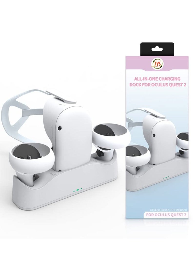 Generic - Charging Dock Set for Oculus Quest 2, Includes 2 Rechargeable Batteries and Covers, Support Magnetic Dual Controller Charging Headset and Grip - Image 1