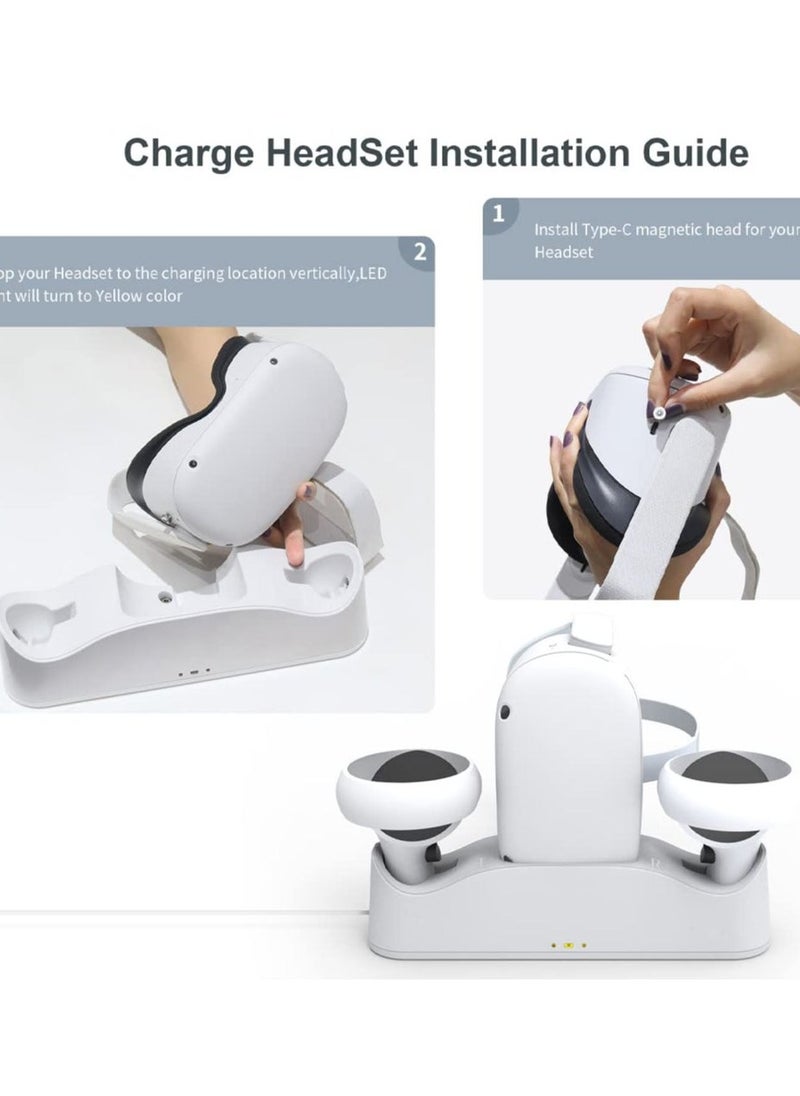 Generic - Charging Dock Set for Oculus Quest 2, Includes 2 Rechargeable Batteries and Covers, Support Magnetic Dual Controller Charging Headset and Grip - Image 1