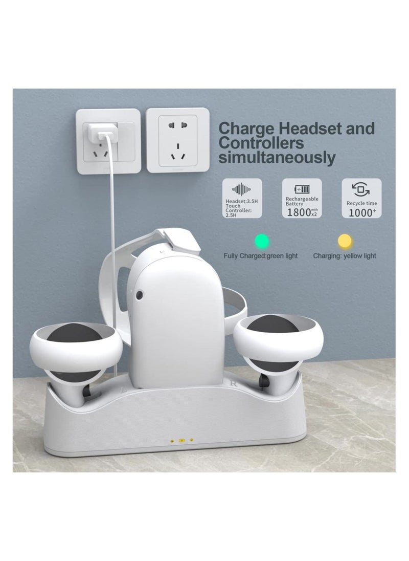 Generic - Charging Dock Set for Oculus Quest 2, Includes 2 Rechargeable Batteries and Covers, Support Magnetic Dual Controller Charging Headset and Grip - Image 1