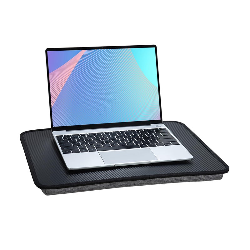 YUELAKE Portable Laptop Desk Fits Up to 16â€œ Laptops, Built-in Cushion,Lap Stand for Bed & Couch & Carpet, Great for Home & Office,Lap Desk with Cushion (Black, Medium) - Image 1