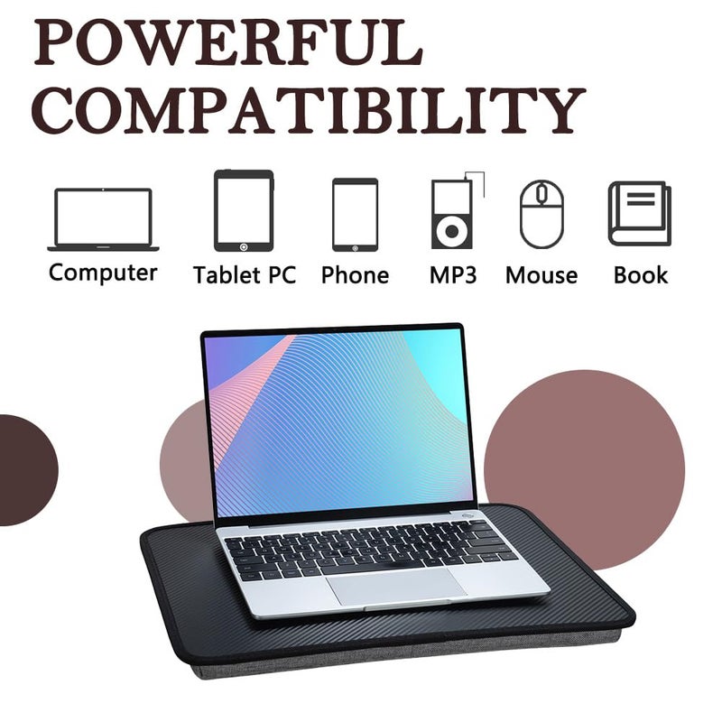 YUELAKE Portable Laptop Desk Fits Up to 16â€œ Laptops, Built-in Cushion,Lap Stand for Bed & Couch & Carpet, Great for Home & Office,Lap Desk with Cushion (Black, Medium) - Image 5