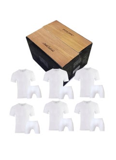 Al Aseel A 6-piece underwear set of white cotton half-sleeve undershirt and half-sleeve underwear  - Image 1