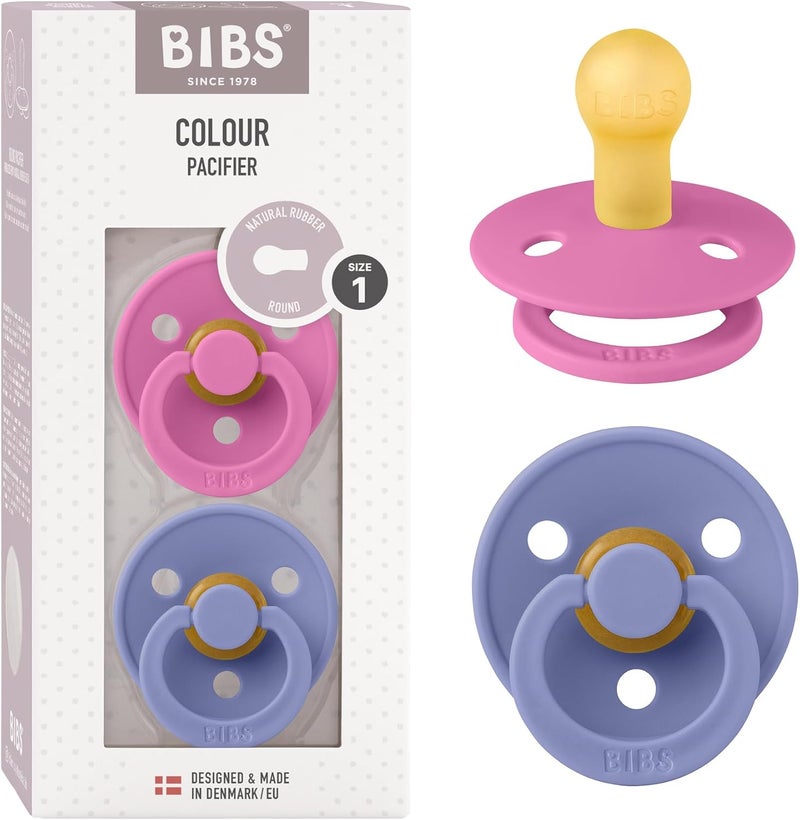 BIBS Colour 2 Pack Pacifiers - Bubblegum/Peri - Image 1
