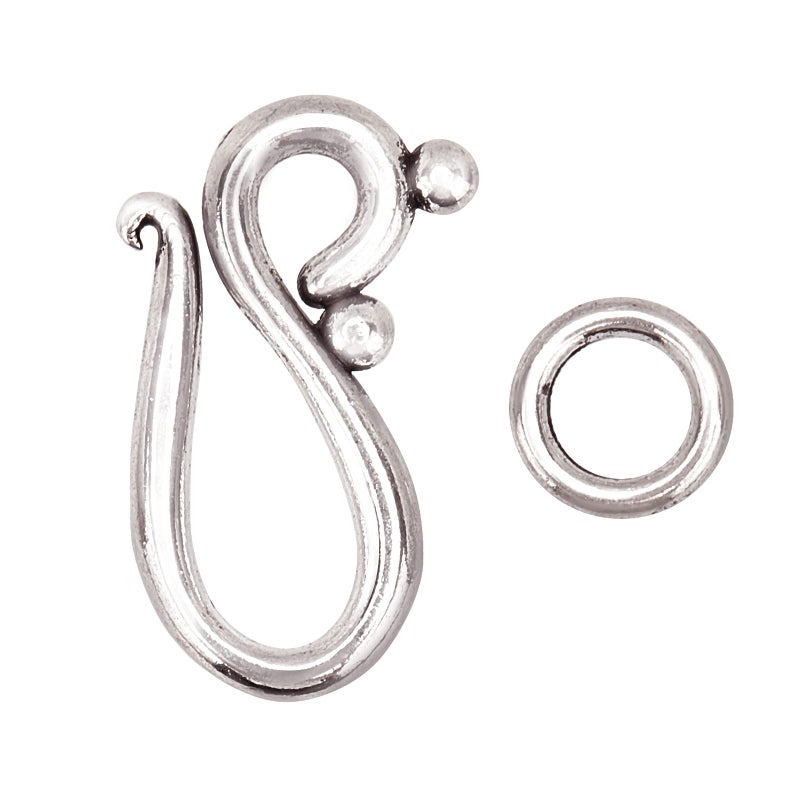PH PandaHall 40 Sets S Ring Toggle Clasps Tibetan Silver S Hook Rings Jewelry Clasps Ring Clasp Connectors Jewelry Findings for Necklace Bracelet Making and DIY Crafts - Image 1