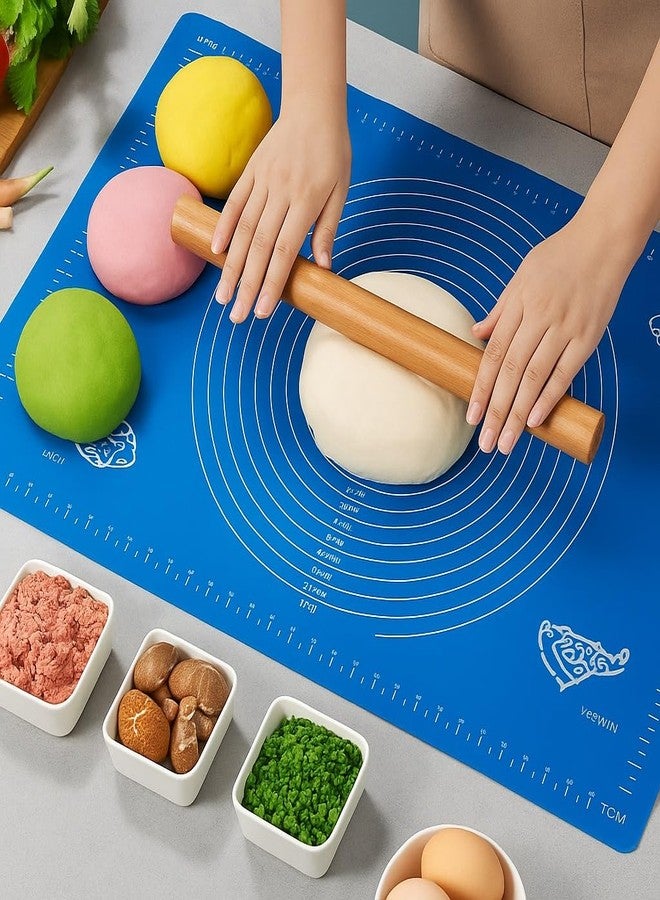 ODIN Large Non-Stick Silicone Pastry Mat, Blue Measurement Guide for Roti, Chapati, Dough, Fondant Rolling, Baking Preparation - Image 1