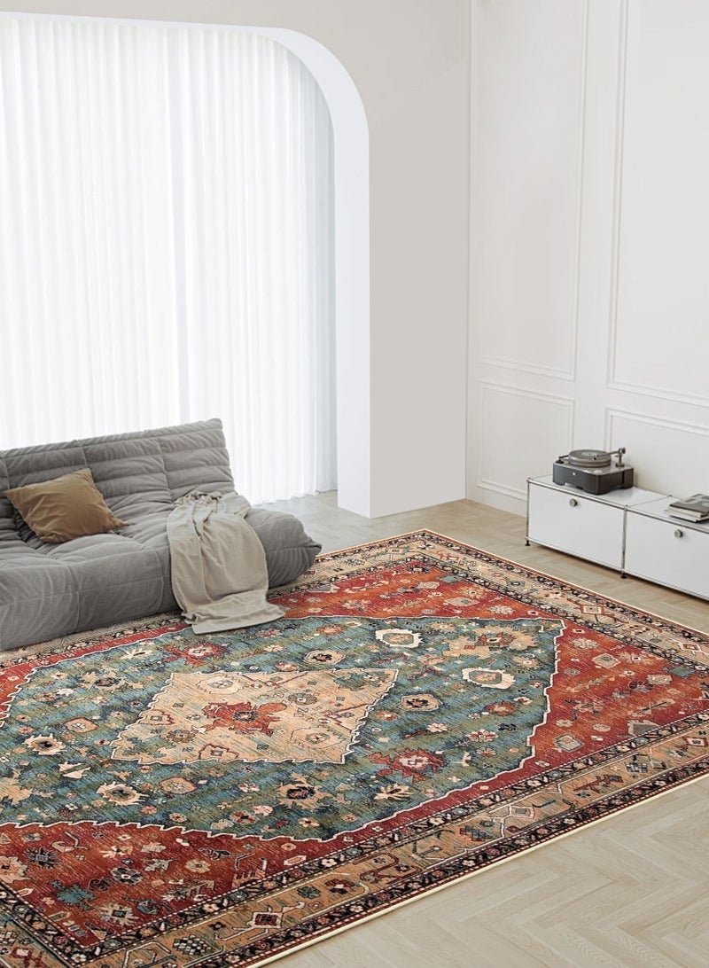 HomarKet Boho Machine Washable Rugs - 140 x 200 cm Area Rugs for Living Room Non-Slip Oriental Throw Bedroom Rug Ultra-Thin Large Office Dining Room Rug Accent Floor Carpet for Kitchen Laundry Room Entrance - Image 1