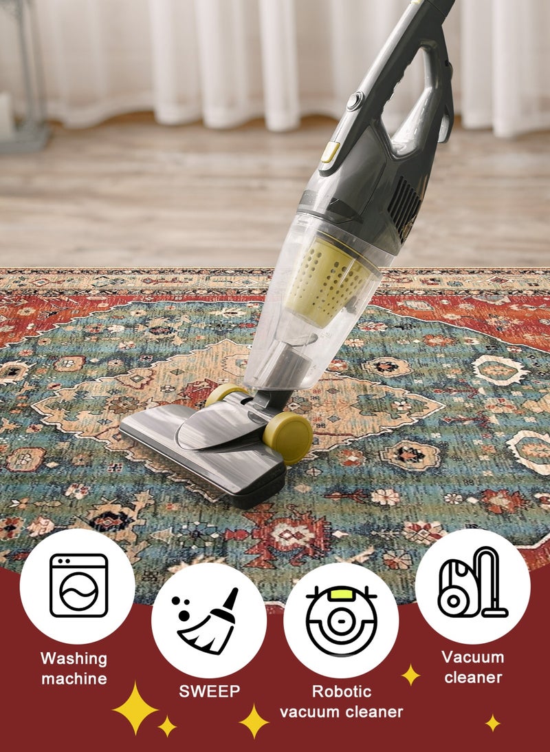 HomarKet Boho Machine Washable Rugs - 140 x 200 cm Area Rugs for Living Room Non-Slip Oriental Throw Bedroom Rug Ultra-Thin Large Office Dining Room Rug Accent Floor Carpet for Kitchen Laundry Room Entrance - Image 4