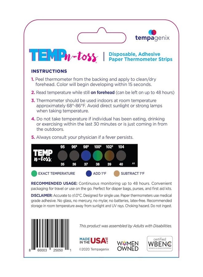 TEMPN-TOSS Fast Reading Disposable Forehead Thermometer Strips - Temp-N-Toss for Accurate & Hygienic Baby Temperature Measurement - Easy to Use and Reliable Single-Use Fever Indicator (6) - Image 2