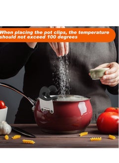 Excefore Stainless Steel Pot Clip Spoon Rests Kitchen Accessories Tools Keep Your Countertops Clean Set of 4 in Black Grey  6.49 x 3.93 Inches  - Image 2
