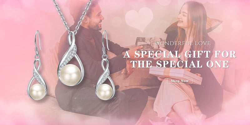 EleQueen 925 Sterling Silver CZ Freshwater Cultured Pearls Bridal Pendant Necklace Earrings Wedding Jewelry Sets, Valentine's Day/Mother's Day/Christmas Jewelry Gift for Girlfriend/Mom - Image 2