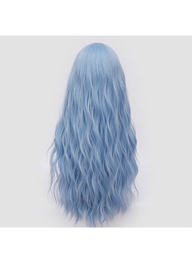 Probeauty Light Blue Wigs for Women Long Curly Wave Wig Synthetic Colored Wig for Halloween Costume, Party or Daily Use  - Image 4