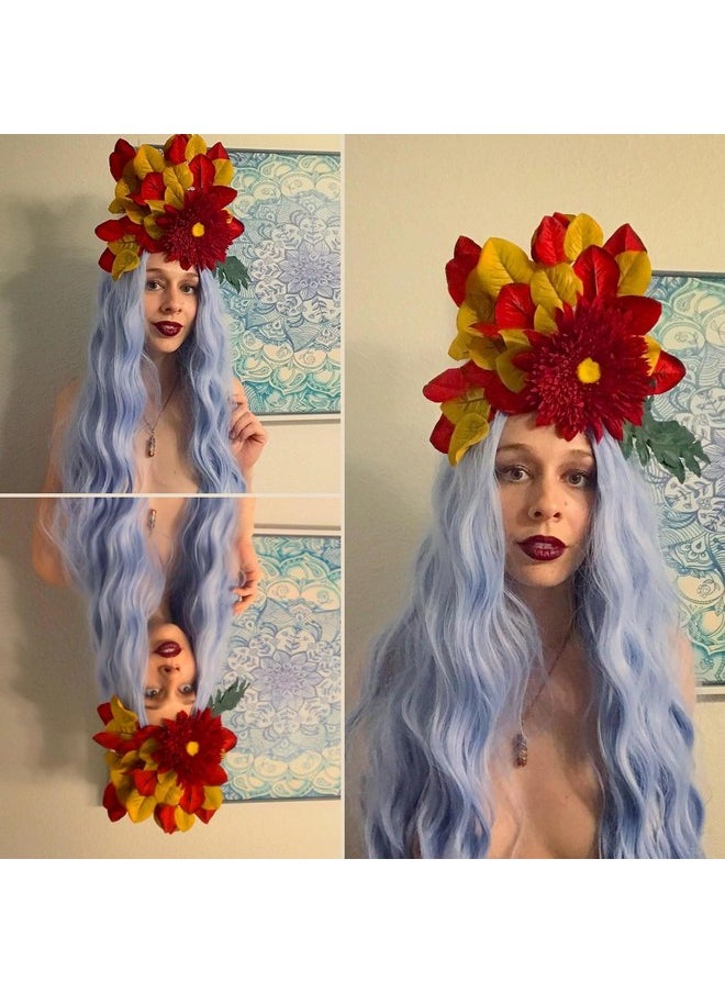 Probeauty Light Blue Wigs for Women Long Curly Wave Wig Synthetic Colored Wig for Halloween Costume, Party or Daily Use  - Image 2