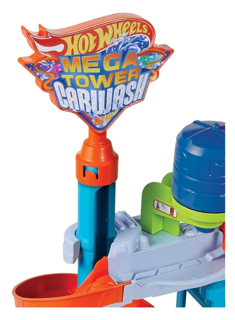 Hot Wheels غسيل سيارات هوت ويلز سيتي ميغا مع 1 سيارة ملونة متغيرة، لعبة للأطفال - Image 5