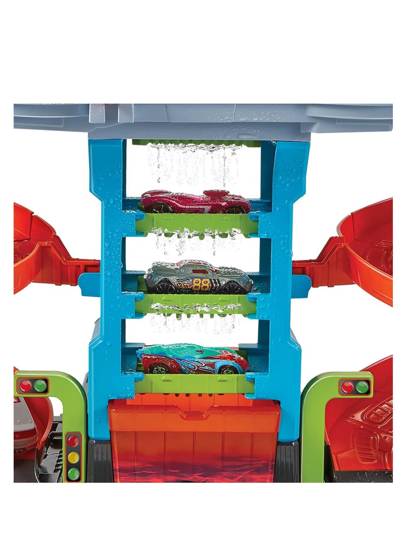 Hot Wheels غسيل سيارات هوت ويلز سيتي ميغا مع 1 سيارة ملونة متغيرة، لعبة للأطفال - Image 2