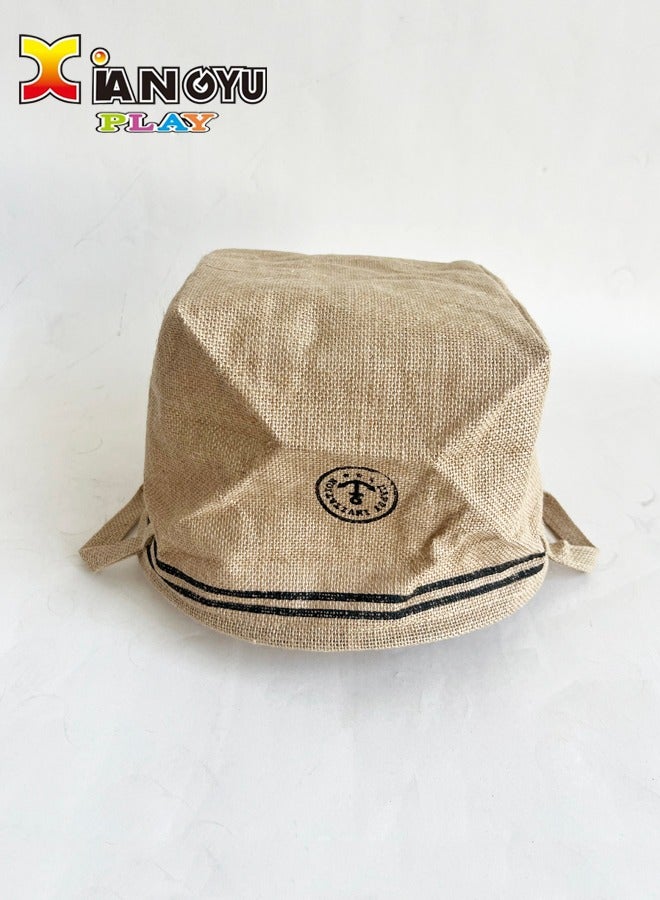 XIANGYU Jute Bag Linen Portable Circular Bucket Bags Storage Basket  - Image 2