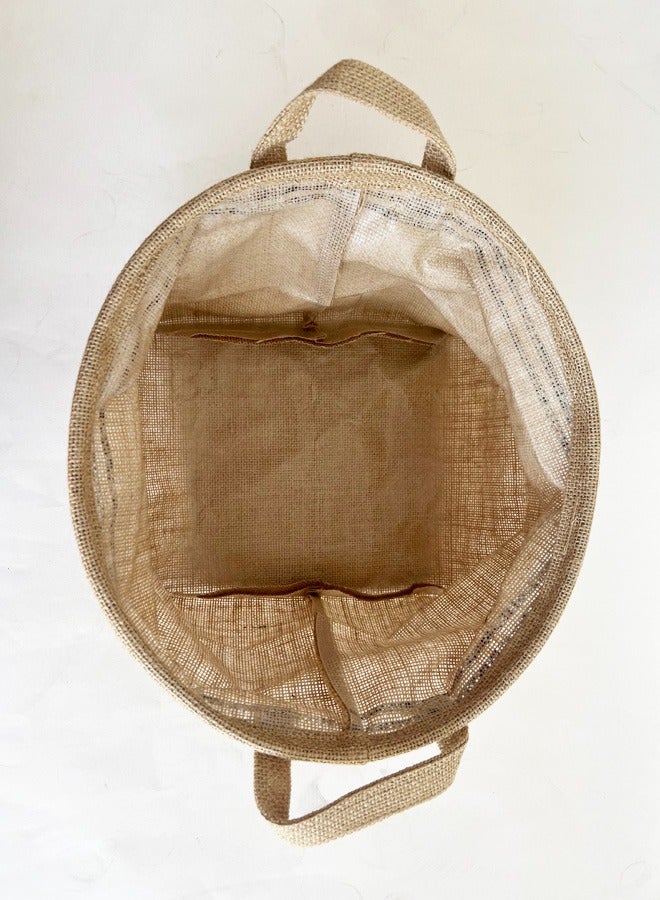 XIANGYU Jute Bag Linen Portable Circular Bucket Bags Storage Basket  - Image 5