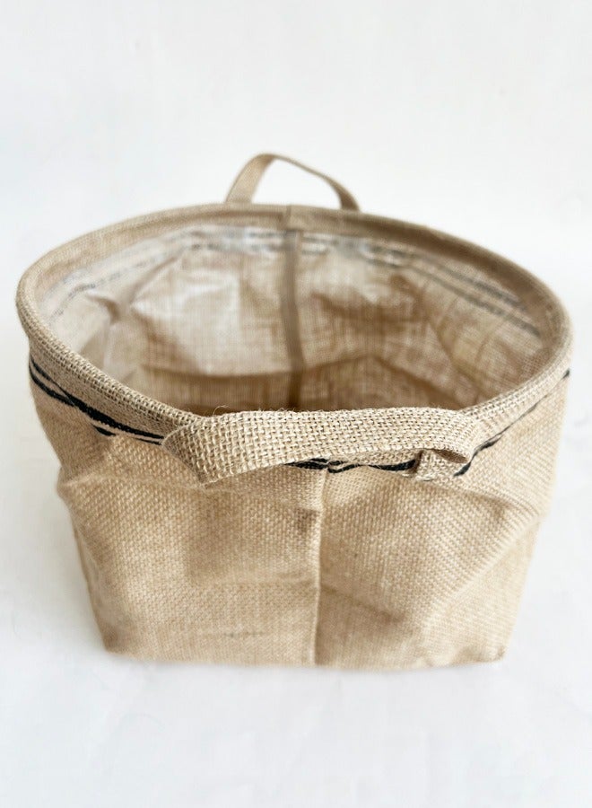 XIANGYU Jute Bag Linen Portable Circular Bucket Bags Storage Basket  - Image 4