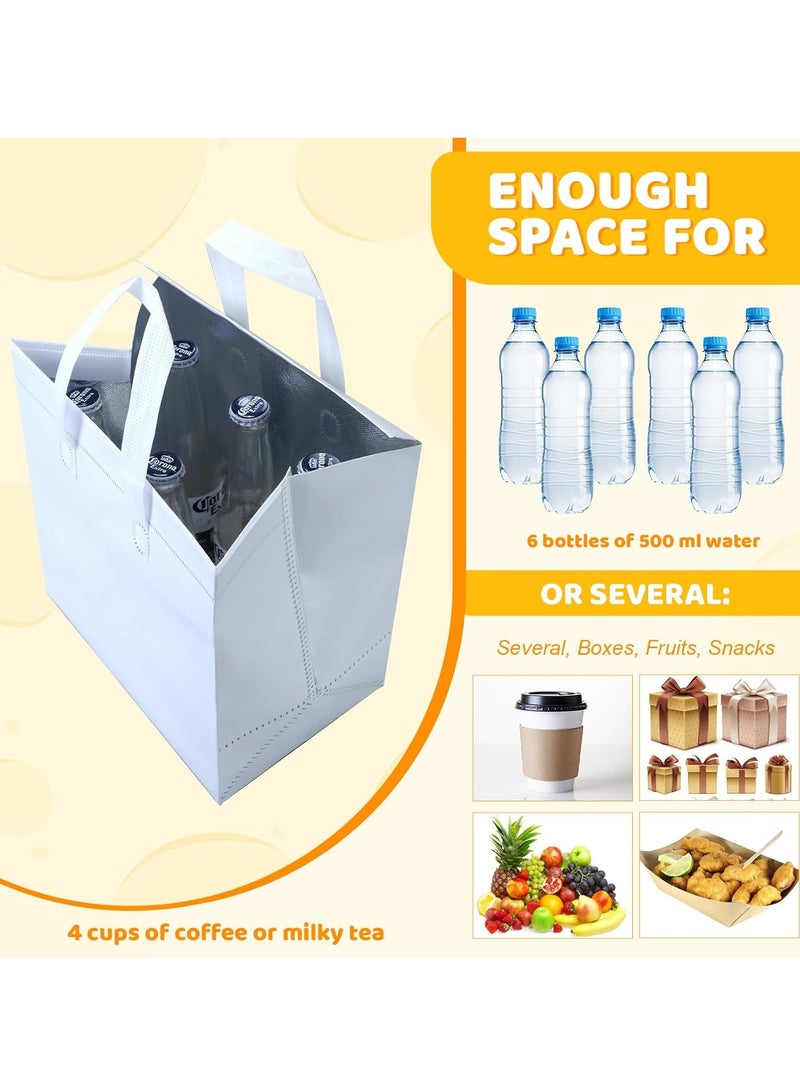 SOLARAE Insulation Bags, Disposable Take-out Tote Bulk Insulated Tote Thermal Insulation Take Away Bags Cooler Bags for Grocery Lunch Hot Cold Frozen Food Delivery Shipping White 20 Pcs - Image 2