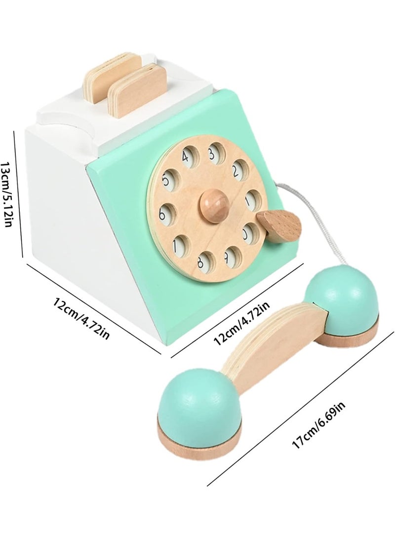 Factory Price Interactive Wooden Telephone Toys For Kids - Green - Image 3