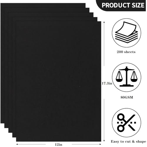 U HOMOVING 200 Sheets Black Kraft Paper for Wrapping Gifts Bouquet 12”x 17”Construction Paper for Art Craft Drawing Supplies Kraft Sheets for Packing Moving Shipping - Image 2