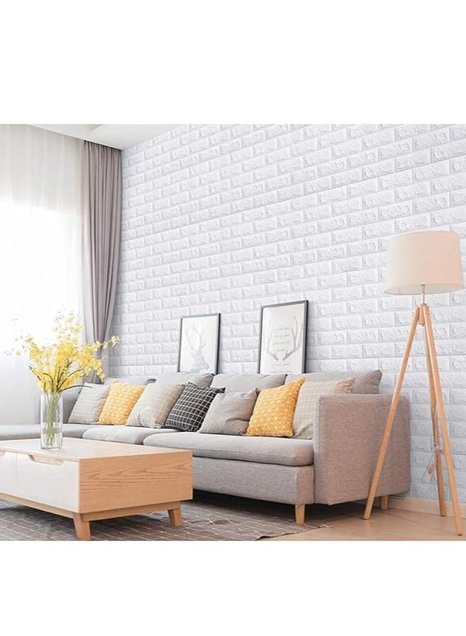 12 Pieces 3D Wall Panel Kitchen Self-Adhesive Wallpaper PE Foam Wall Stickers for Walls, Bedroom Decoration, Covering Dirty Wall(70*72cm） - Image 5