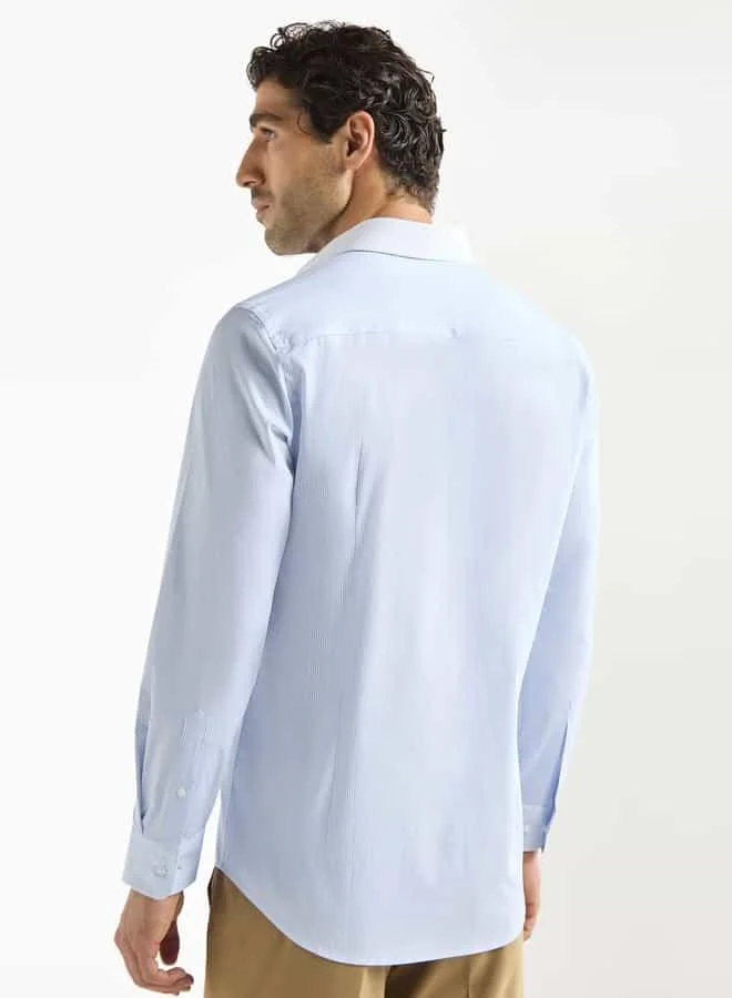 Emperor Emperor Striped Shirt with Contrast Collar and Long Sleeves
