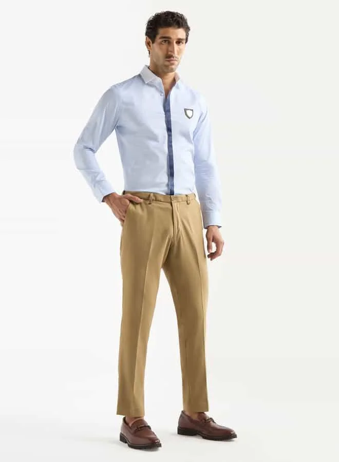 Emperor Emperor Striped Shirt with Contrast Collar and Long Sleeves